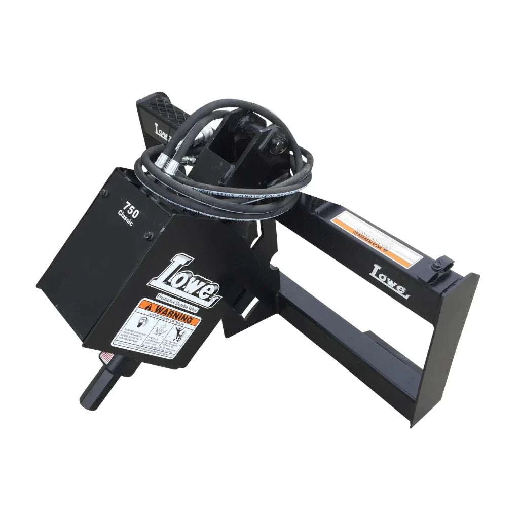 Lowe Skid Steer 750 Classic Auger with 2" hex drive, mounting plate, and hose kit for tough digging tasks.