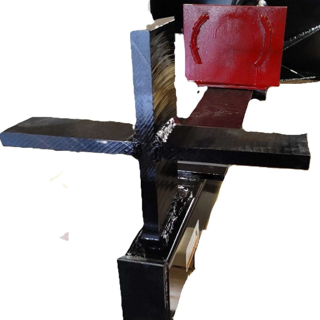 Ramsplitter 30 Ton Skid Steer Upside Down Log Splitter with 30-ton ram force, universal mounting plate, and hardened steel wedge.