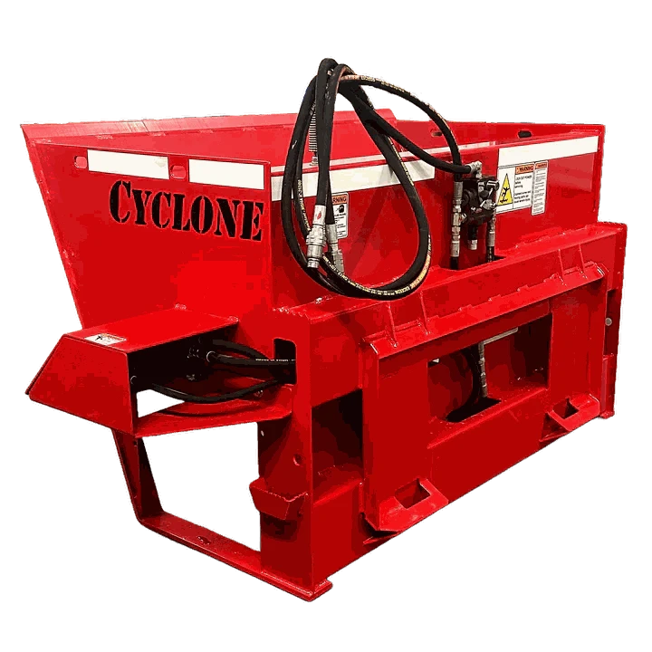 Stout Cyclone 60" Spreader for Skid Steer Quick Attach, ideal for sand, salt, and fertilizer spreading.