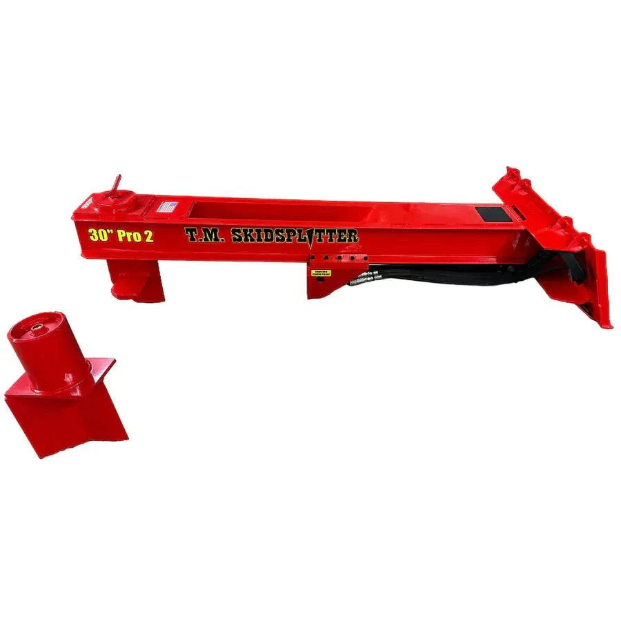 TM Pro 2 Wood Splitter 30" Skid Steer with beam window, single and 4-way wedge. Made in USA.