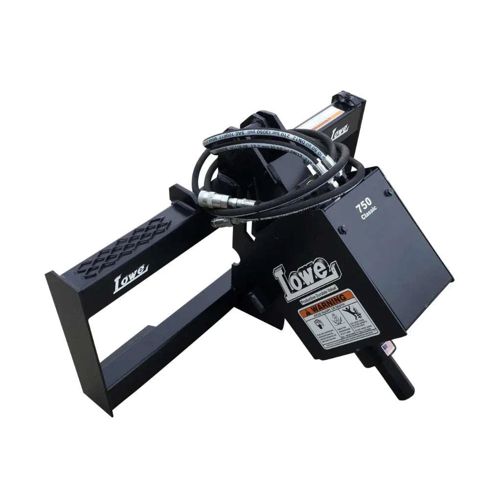 Lowe Skid Steer 750 Classic Auger with Mounting Plate and Hose Kit, featuring 2" Hex Drive Unit for powerful digging.