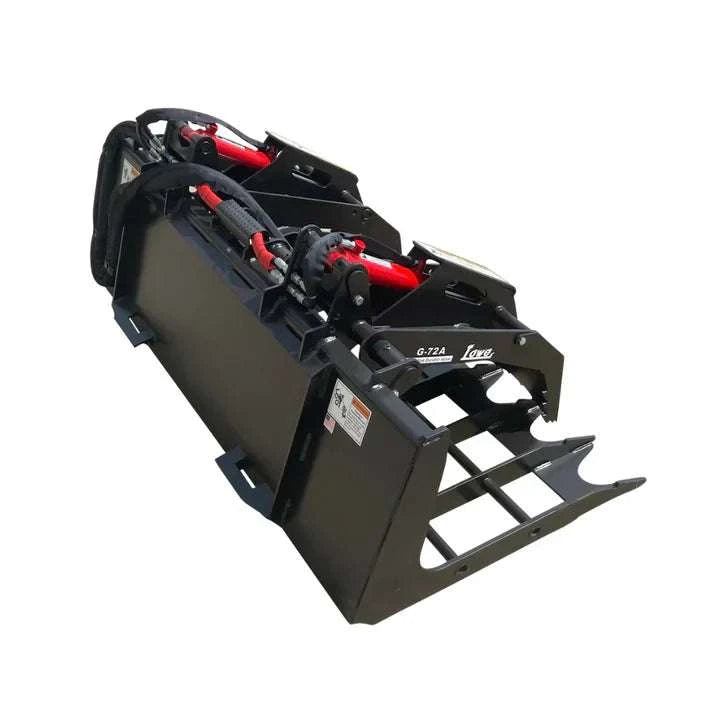 Lowe G-84A Skid Steer Grapple with heavy-duty quick attach, designed for handling logs and debris efficiently.