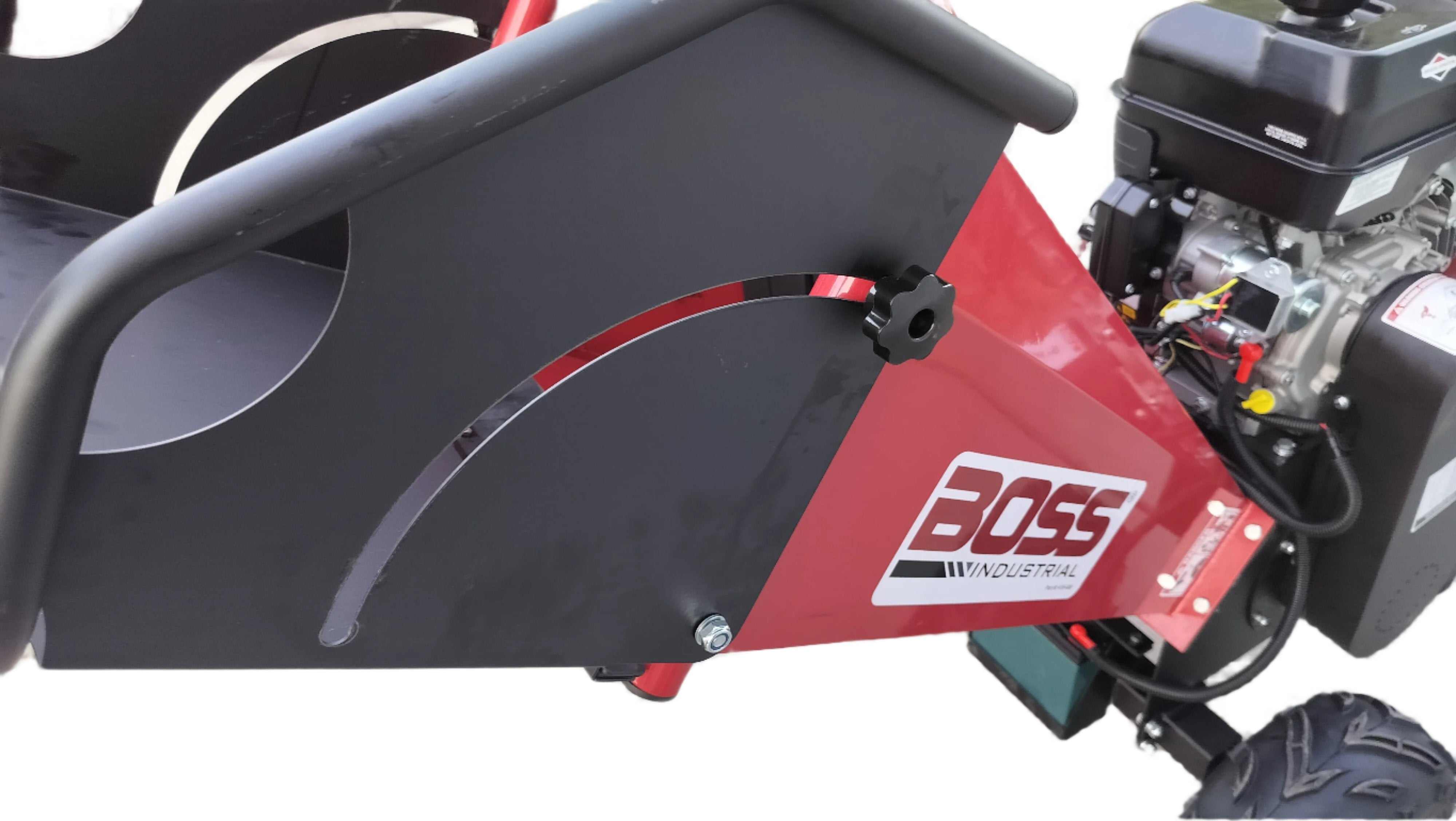 Boss Industrial CGR50 gas-powered chipper shredder with dual belt drive and visible engine.