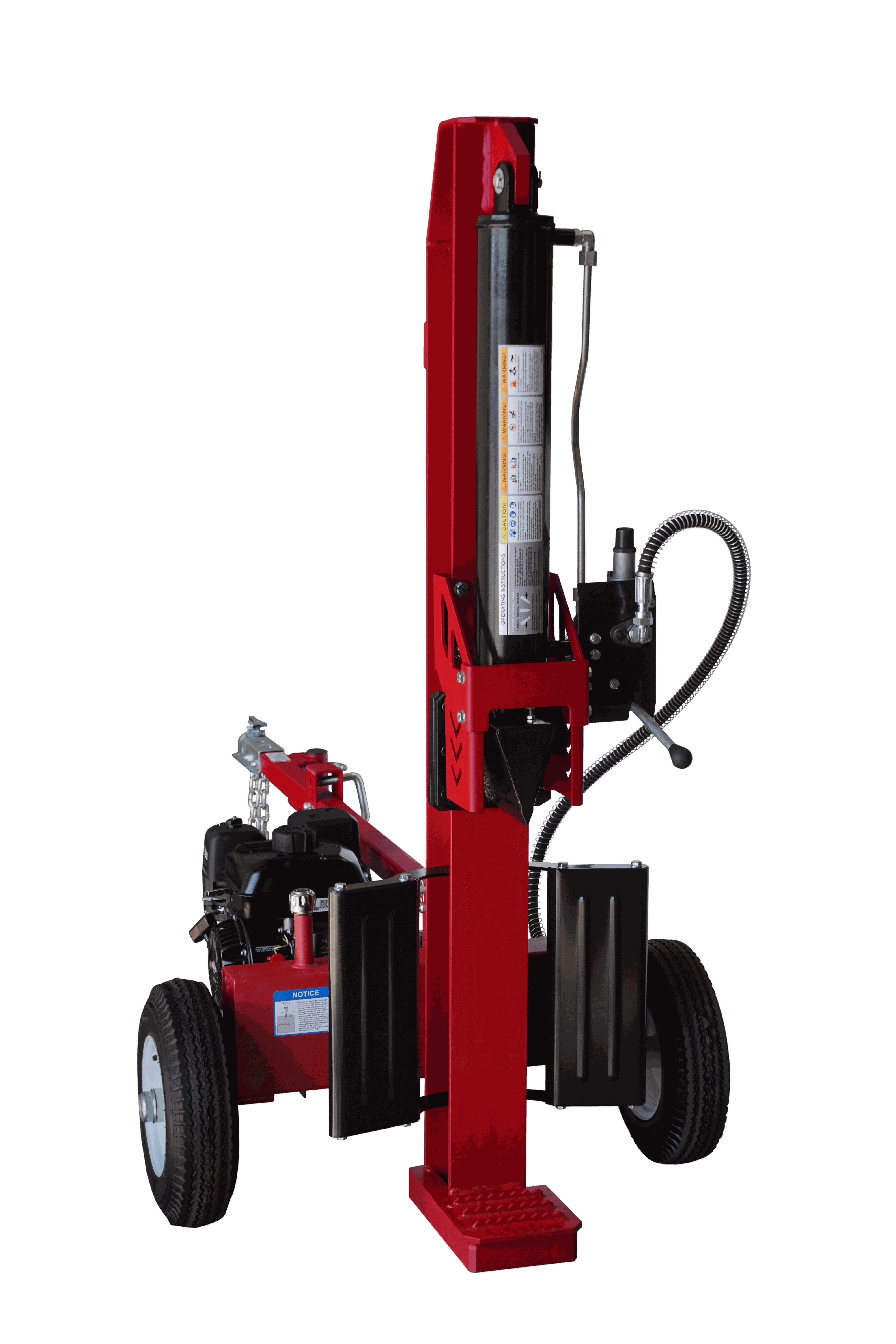 Boss Industrial 27-Ton Horizontal/Vertical Gas Log Splitter with hydraulic system and Briggs & Stratton engine.