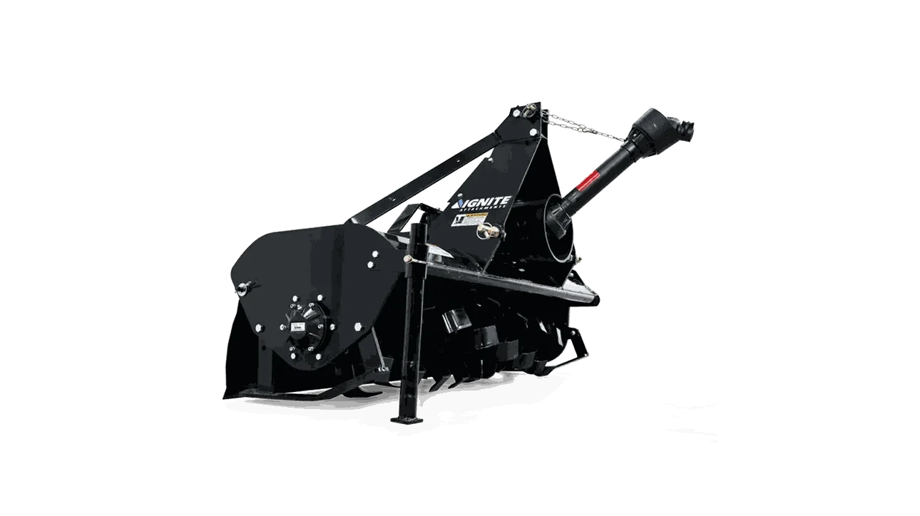 72 Inch 3-Point Tiller for Tractors - Precision Tilling Tool with Adjustable Depth and Bi-Directional Rotation.