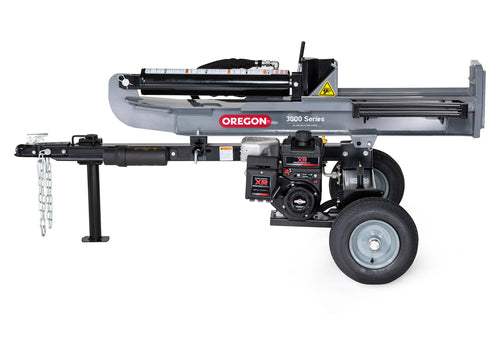 Oregon 30-Ton Gas Log Splitter with Kohler SH265 engine, featuring heavy-duty construction and horizontal/vertical operation.