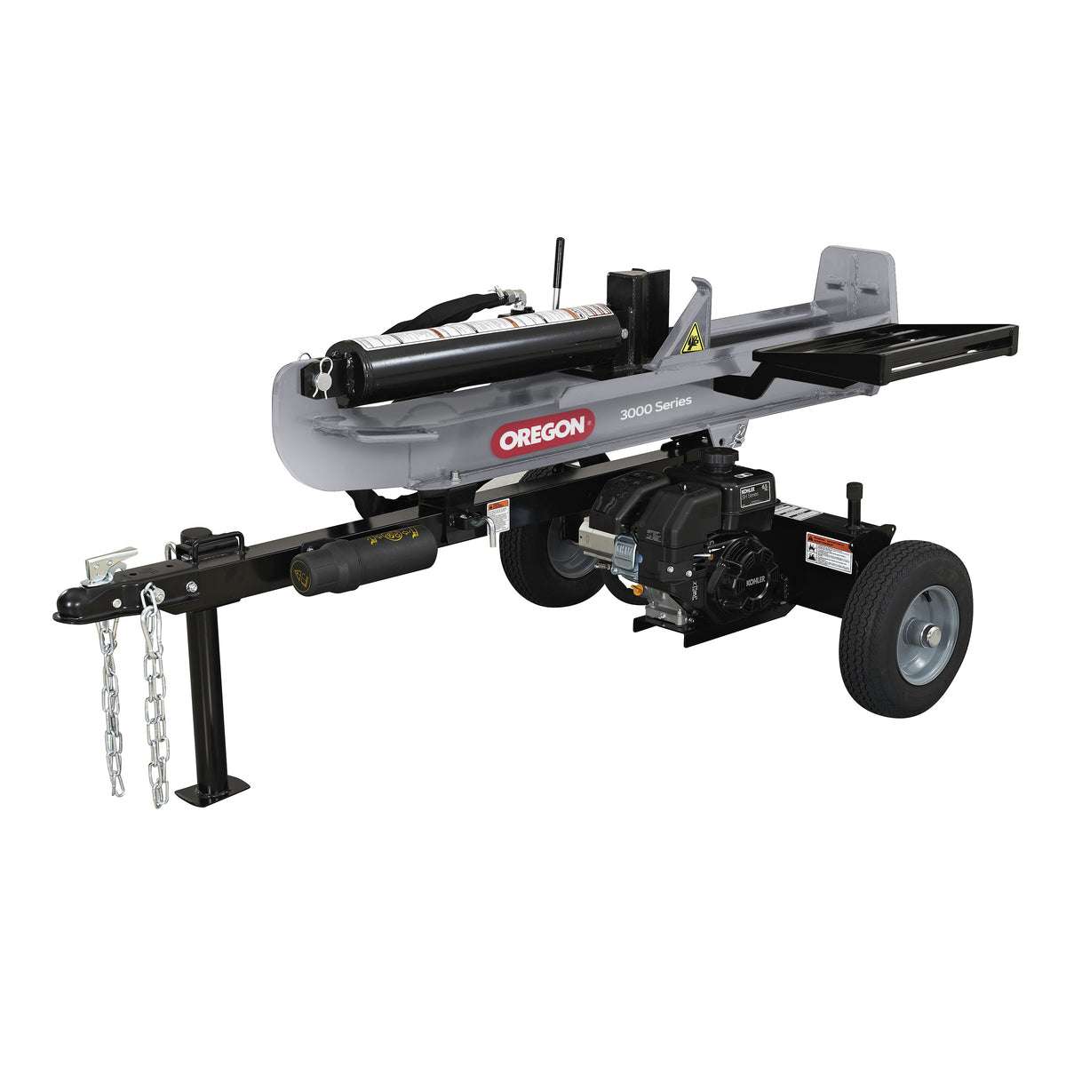 Oregon 30-Ton Gas Log Splitter with 30 tons splitting force, Kohler SH265 engine, and 12.9-second cycle time.