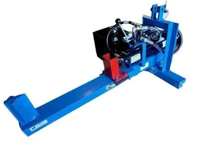 Ramsplitter 3PT16H 3 Point Tractor Mounted 16 Ton Horizontal Log Splitter with blue frame and hydraulic system.