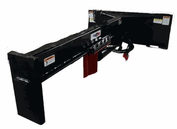 Ramsplitter 30 Ton skid steer upside down log splitter with universal mounting plate and hardened steel wedge.