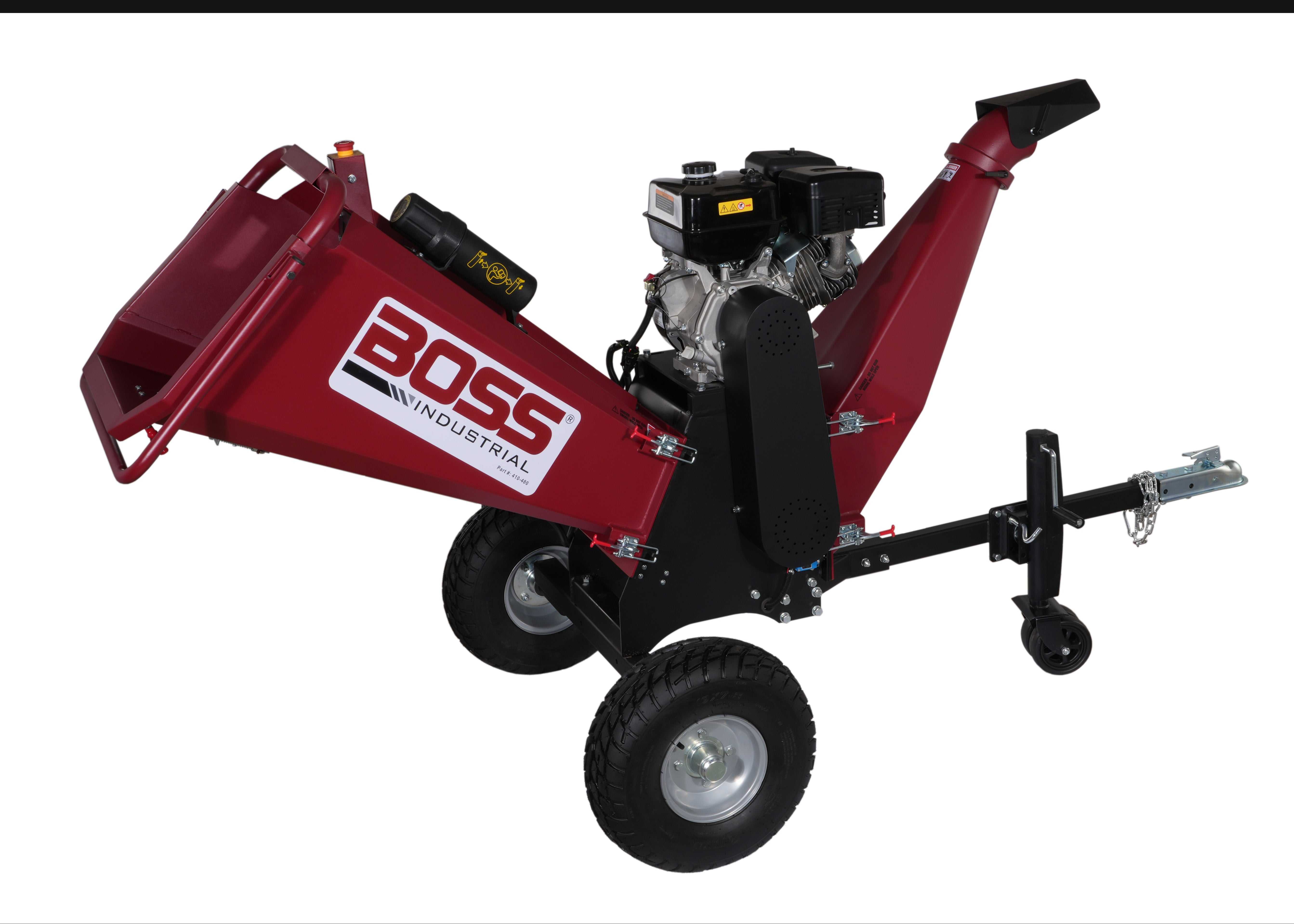 Boss Industrial 6-Inch 15hp Gas Chipper Shredder with Briggs & Stratton Engine and Electric Start.